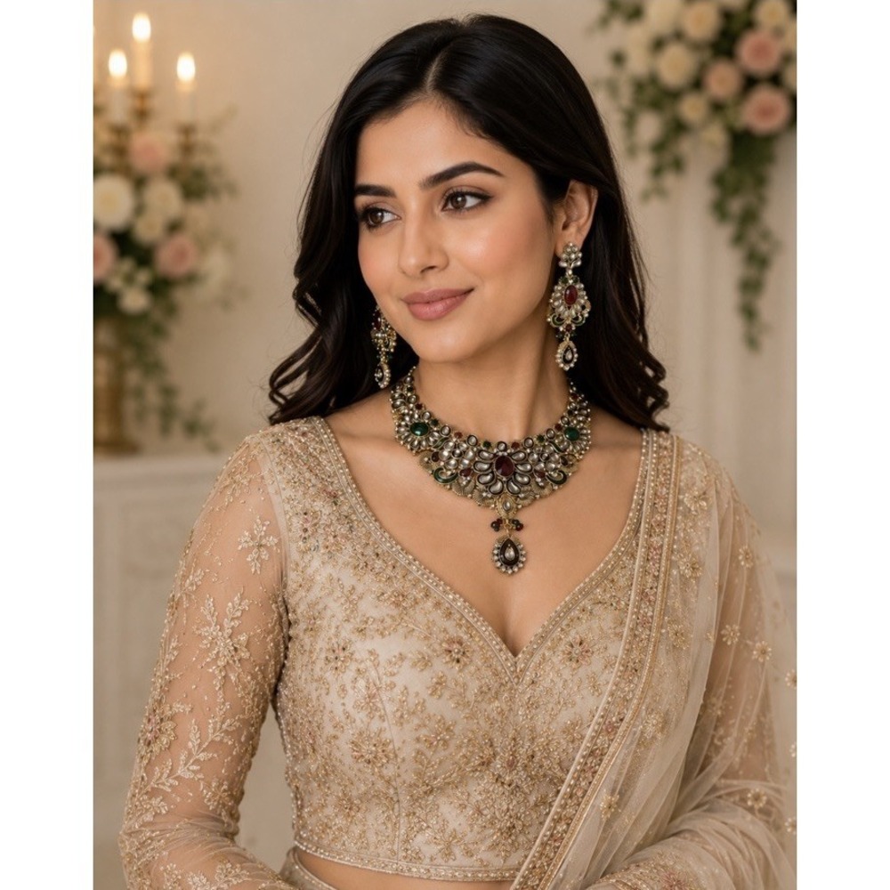 Ethnic‎ Bollywood Kundan Style Pageant Wedding Fashion Jewelry Necklace Set NWOT